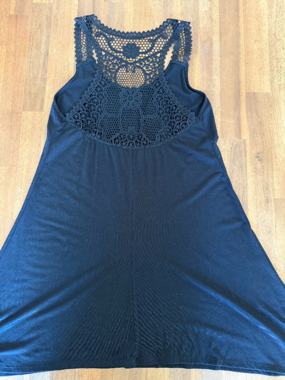 Black Crochet Lace Swim Cover Up Dress Beach Cover-Up (S)